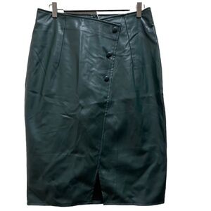 Kate Kasin Dark Green Faux Leather Skirt NWT - XL